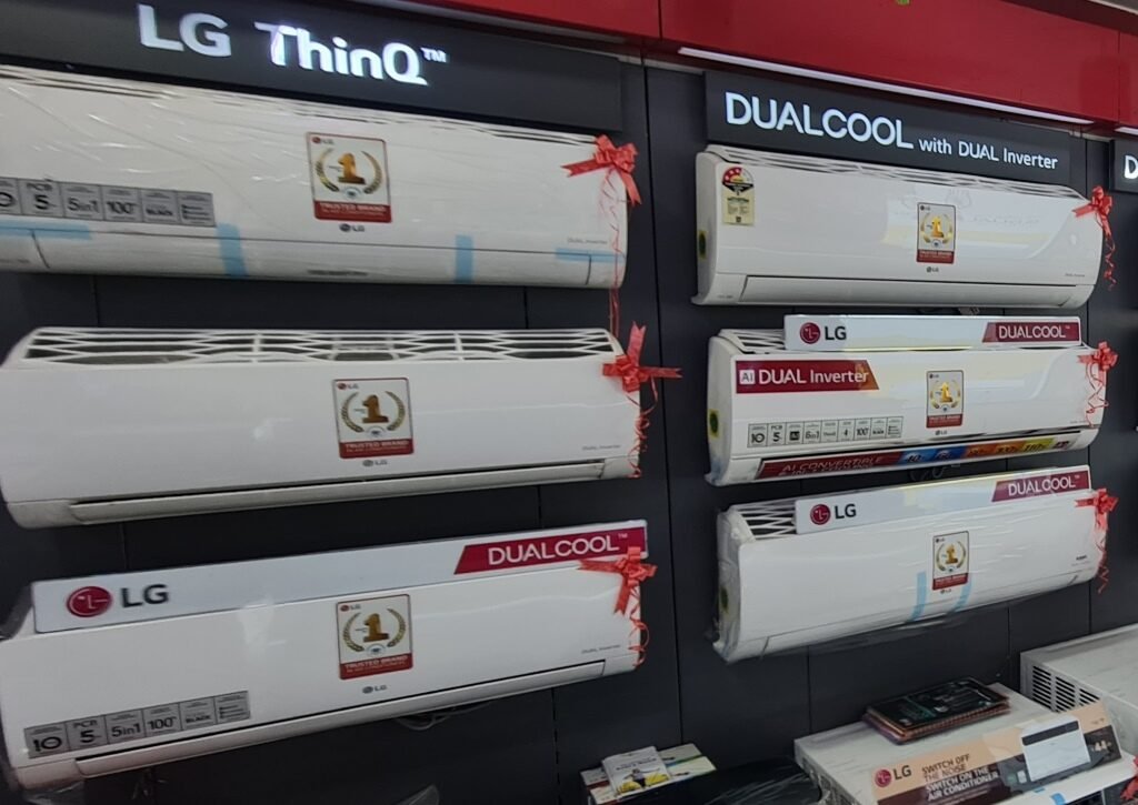 LG Dual cool ac model 1 to 1.5 ac's installed in mounted in a store